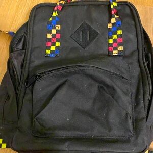 Black jansport backpack with checkered straps